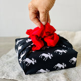 Reversible Moose furoshiki + Scrunchie bow